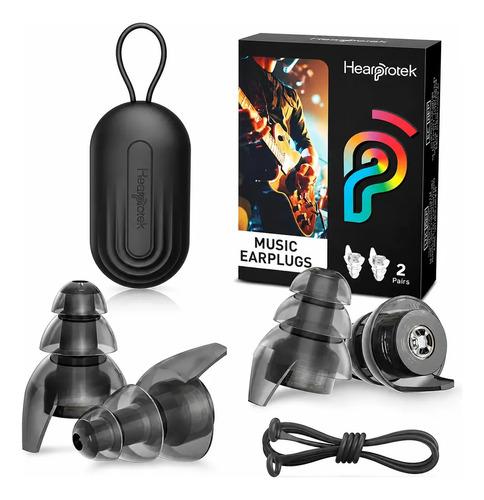 Tapones Para Oídos Hearprotek Silicona Alta Fidelidad Negro