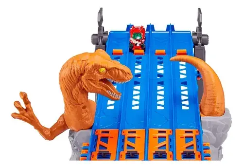Pista De Auto Ataque De T-rex 4 Carriles Metal Machines Zuru Dino 4
