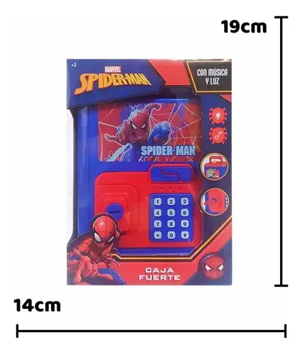 Caja Fuerte De Juguete Spiderman Alcancia Con Luz Y Sonido Spiderman Azul 2
