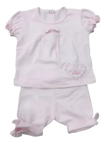 Conjunto Bebe Beba Remera + Short Con Corazon Y Moño 5