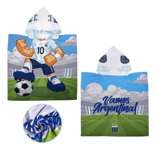 Poncho Toallon Infantil Futbol + Mochila Regalo Verano Playa 10