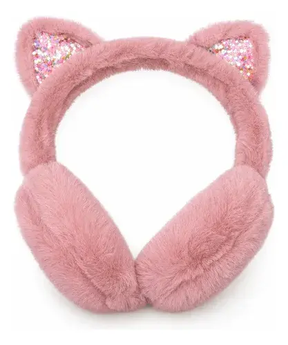 Orejeras Peludas Abrigadas Plegables Piel Invierno Abrigo Rosa Viejo Con Estrellas Peludo 3