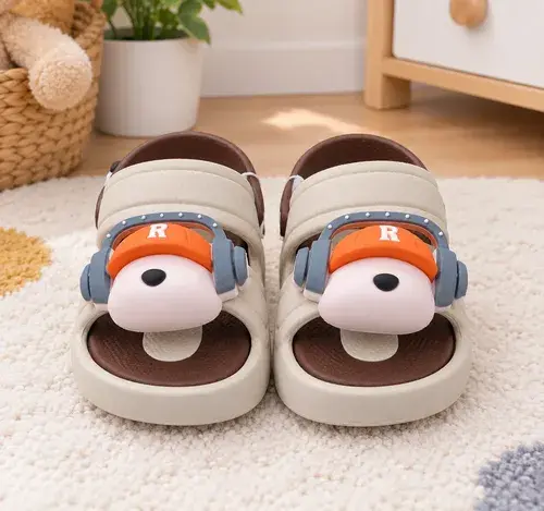 Sandalias Verano De Goma Para Niños Perrito Con Auriculares Marrón Sandalias Verano De Goma Perro Con Auriculares Marron 26-27