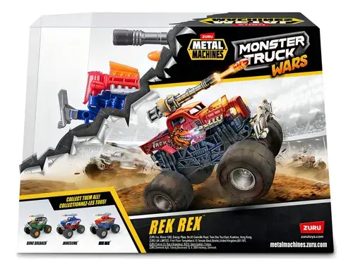 Zuru Metal Machines Monster Truck Wars Vehículo Luz Y Sonido Rex Azul 5