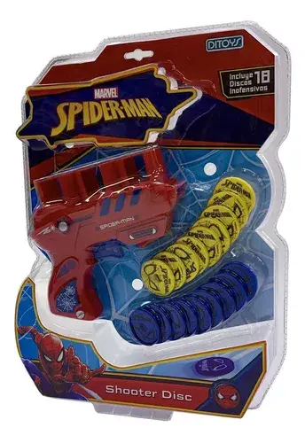 Pistola Lanza Discos Spiderman Con 18 Discos Hombre Araña Spider Man 3