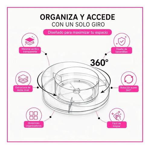 Organizador Multiuso De Acrílico Transparente Y Giratorio 6