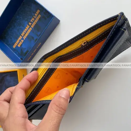 Billetera Boca Juniors Licencia Oficial Con Pin Metálico Azul/amarillo 4