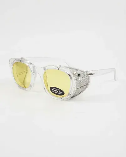 Anteojos De Seguridad Titus G12 Retro Con Protección Lateral Blanco Y Amarillo