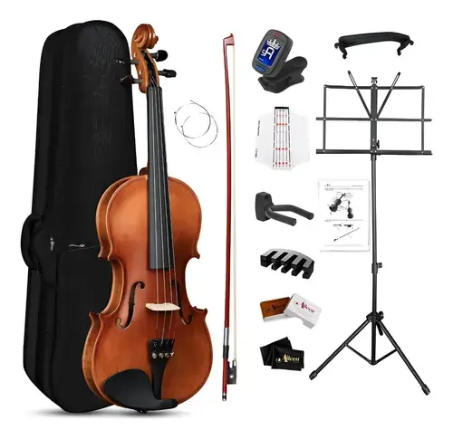 Violín Aileen 1/2 Principiante Kit Estuche Atril Afinador Marrón