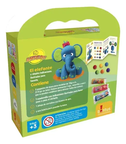 Juego De Masas Plastilina Diver Masa Elefante 210gr Bontus Azul 5