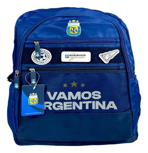 Mochila Afa Argentina Escolar Reforzada Velcro Con Parches 6