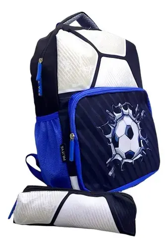 Mochila Infantil Escolar De Futbol Impermeable + Cartuchera Fútbol 3