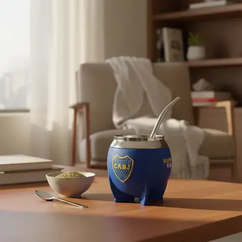 Mate Boca Juniors Con Bombilla Acero Inoxidable Licencia Ofi Azul Boca 5