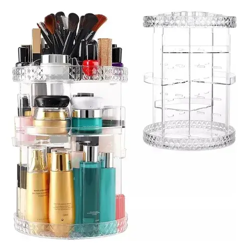 Organizador De Maquillajes Y Cosméticos Acrílico Giratorio Transparente 4