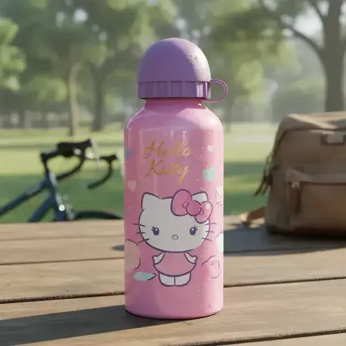 Botella De Aluminio Hello Kitty 400 Ml Agua Bebidas Verano Rosa 4