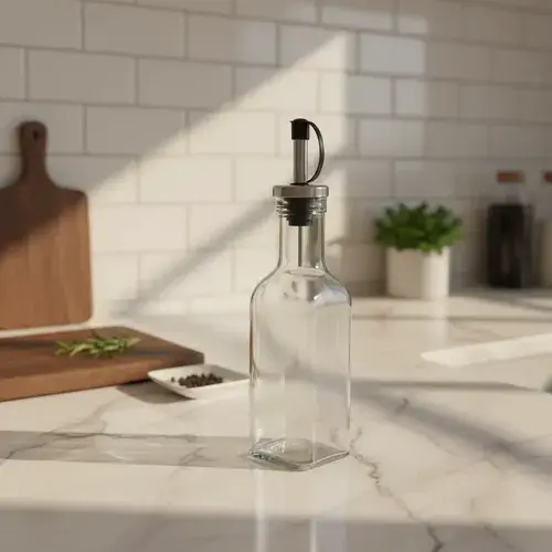Aceitero Vidrio Con Dosificador Acero Inox 200ml