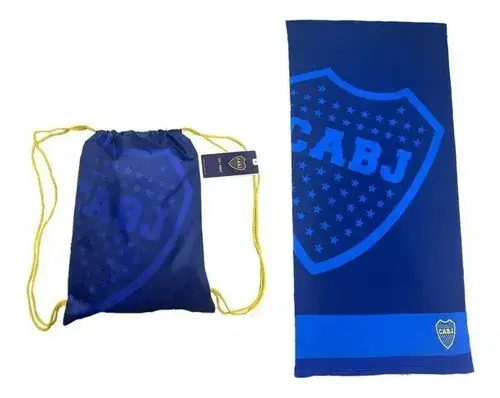 Toallon Playero Microfibra Seca Rapido Boca Junior + Mochila 8