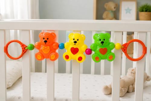 Cunero Con Ruido Ositos Cuna Cochesito Sonajero Babygus Bebe Multicolor Osito 3