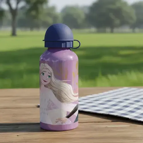 Botella De Aluminio Frozen 400 Ml Agua Bebidas Verano Disney Azul 4