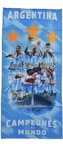 Toallon Secado Rapido Argentina Campeón 3 Estrella + Estuche 7