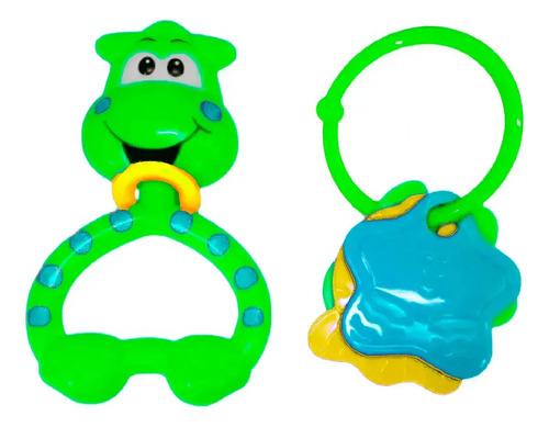 Set X 2 Sonajeros Divertidos De Plastico Para Bebe Animales Multicolor Animalitos 2