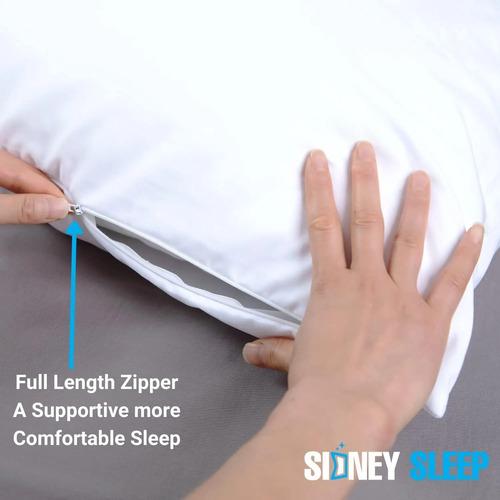 Funda Almohada Curva Queen Sidney Sleep Microfibra Cierre Blanco 7