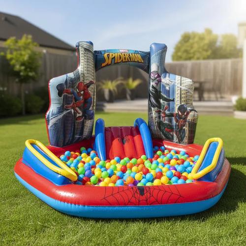 Pelotero Pileta Play Center Spiderman Tobogan + 300 Pelotas Spiderman 2