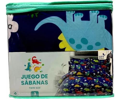 Juego De Sabanas Infantil Niños Dinos Unicornios 1 1/2 Plaza 3