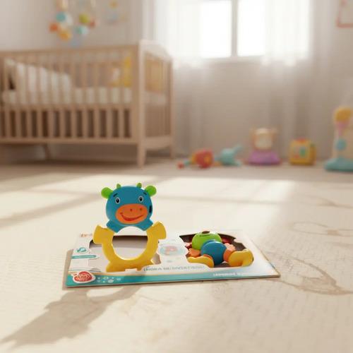 Set X 2 Sonajeros Para Bebes Infantiles Animalitos Payaso Multicolor Personajes 3