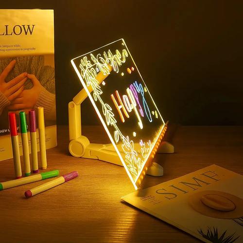 Pizarra Magica Acrilico Luminosa Tablet Luz Led + 7 Marcador Transparente 8
