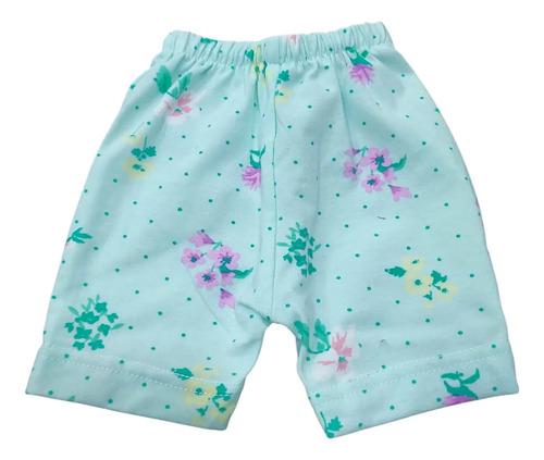 Conjunto Bebe Beba 3 Piezas Algodon Estampado Verde Agua Flores 0-2m 3