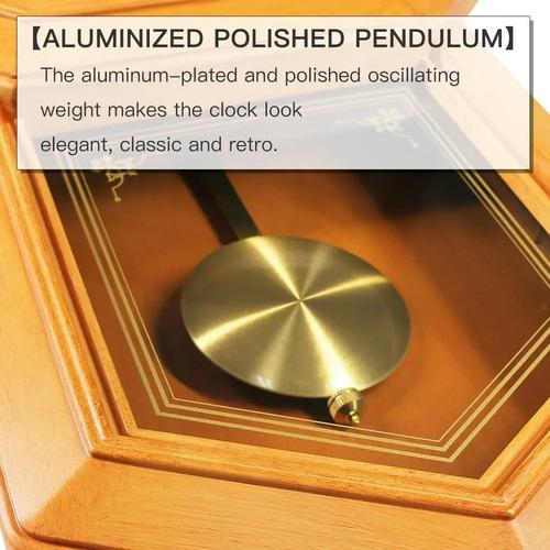 Reloj De Madera Con Pendulo Bestime Numeros Romanos Marrón Claro Blanco 6