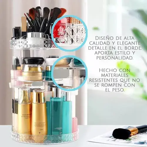 Organizador De Maquillajes Y Cosméticos Acrílico Giratorio Transparente 2