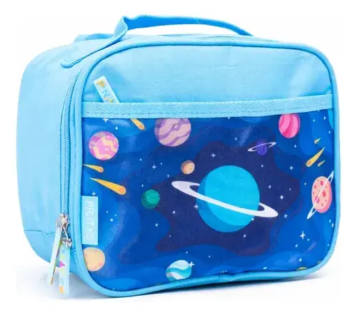 Lunchera Termica Espacio Planetas Escolar Primaria Niño Azul