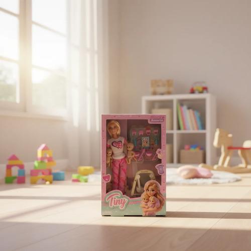 Muñeca Tiny Mama De Mellizos Con Accesorios Infantil