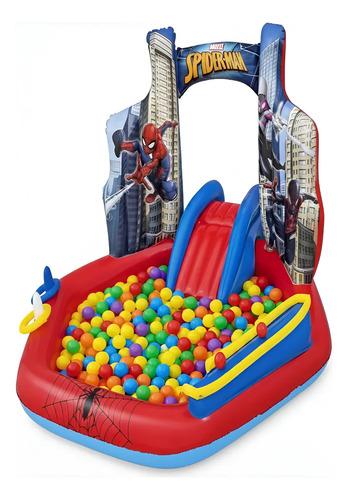 Pelotero Pileta Play Center Spiderman Tobogan + 300 Pelotas Spiderman 3