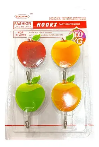 Pack 4 Ganchos Autoadhesivo Para Colgar Objetos Forma Fruta