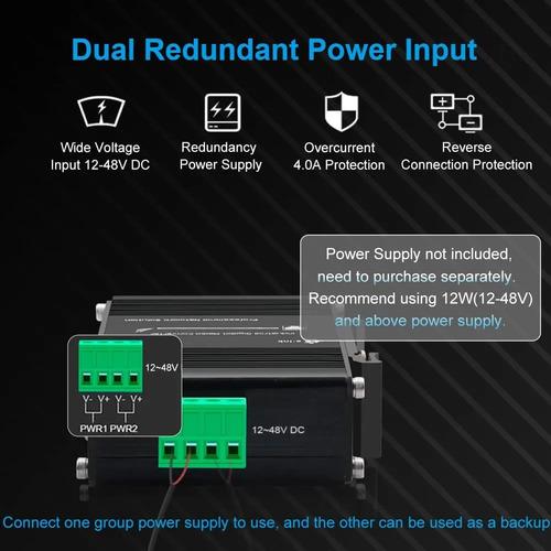 Switch Ethernet Industrial Gigabit 4 Rj45 + 1 Sfp Din Ip40 4