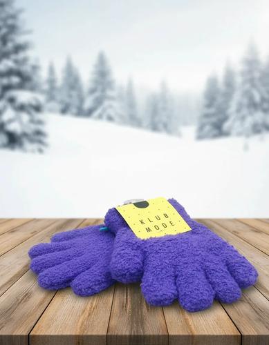 Guantes Abrigados Varios Diseños Infantiles Klub Mode Violeta Unico Lana 3