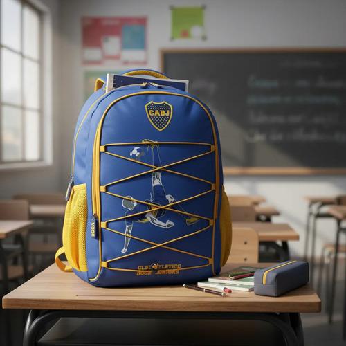 Combo Mochila + Cartuchera Boca Juniors Jugador Escolar Lic 4