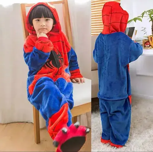 Pijama Spider Enterito Niños Suave Disfraz Abrigado Soft 6