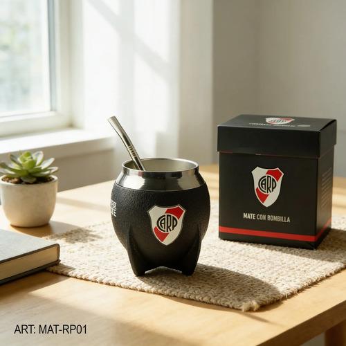 Mate River Plate Con Bombilla Acero Inoxidable Licencia Ofic Negro Rio 5