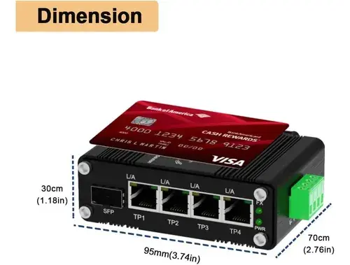Switch Ethernet Industrial Gigabit 4 Rj45 + 1 Sfp Din Ip40 5