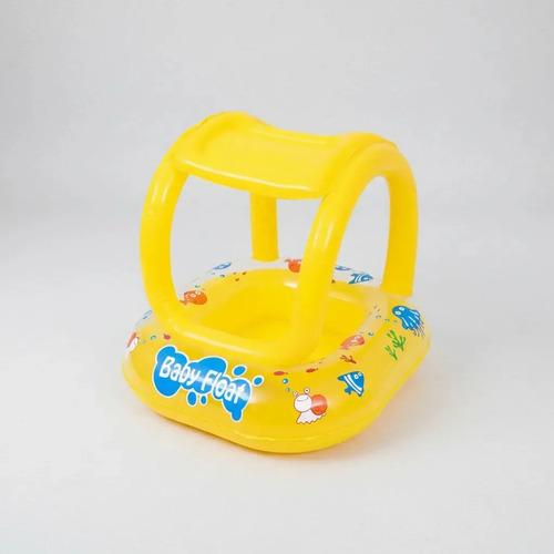 Salvavidas Flotador Inflable Piletas Infantil Con Techo Bote Color Amarillo 6