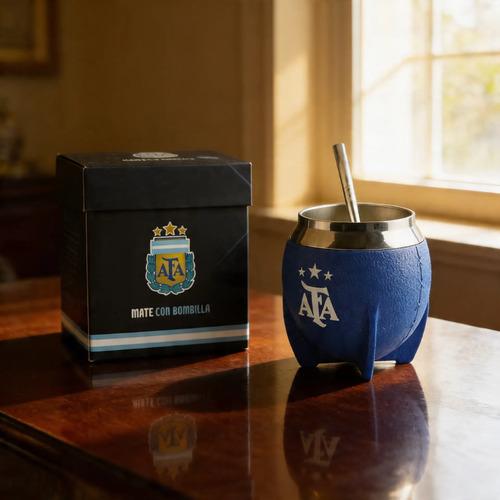 Mate Afa Argentina Cn Bombilla Acero Inoxidable Licencia Ofi Azul Afa 2