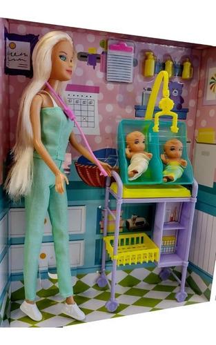 Muñeca Kiara Pediatra Doctora Con 2 Bebes Y Accesorios Poppi 6