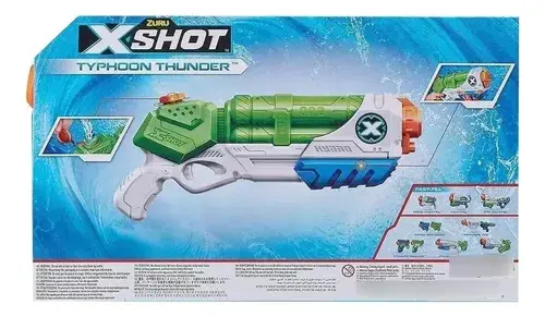 Pistola Lanza Agua Zuru X-shot Typhoon Thunder Grande 40 Cm Verde Y Azul 8