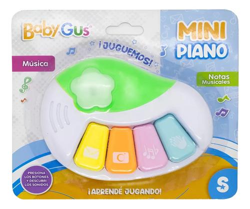 Mini Piano Baby Gus 4 Teclas Con Luz Y Sonido Color Blanco Y Verde 3