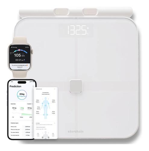 Balanza Digital Exerscale Imc Grasa 8 Electrodos Bluetooth Blanco