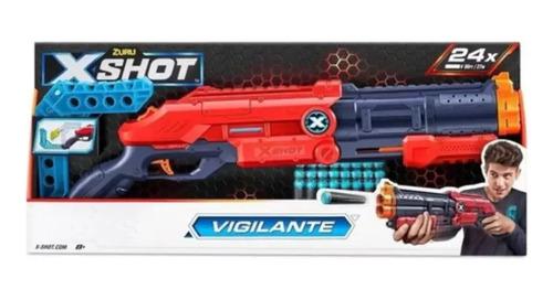 Arma Rifle Escopeta Lanza Dardos Vigilante X Shot 24 Dardos Rojo 6